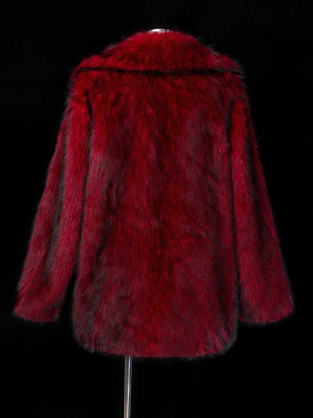 Burgundy Party Women's Plus Size Loose Faux Fur Jacket